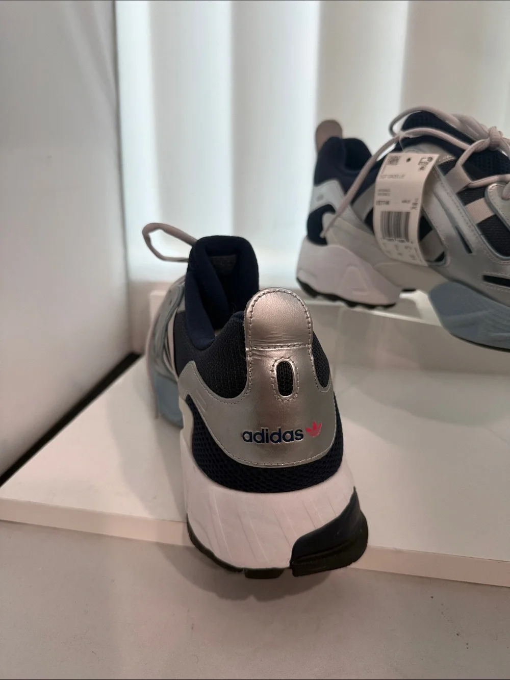 adidas Silver and Navy Athletic Running Shoes